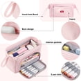 thumbnail image 2 of Rirool Large Capacity Pencil Case, Wide Opening Pencil Pouch with Clear Window, Zipper Pen Bag for School Supplies, Teen Girls Boys, Pink, 2 of 7