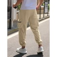thumbnail image 3 of APTRO Mens Corduroy Sweatpants Casual Cargo Pants Elastic Waist Drawstring Baggy Tapered Jogger Pants with Zipper Pockets Beige MG020 3XL, 3 of 8