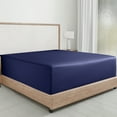 thumbnail image 1 of California Design Den Drap-Housse pour Lit Simple, 1 Pce - Satin de Coton Doux 100 %, Poches Profondes, Élastique Durable Tout Autour - Bleu Marine, 1 of 10
