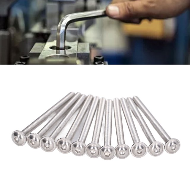 Flanged Button Head Screws Kit, Corrosion Resistance Wider Bearing Surface A2-70 Stainless Steel Buttons Heads Socket Caps Bolts for Construction