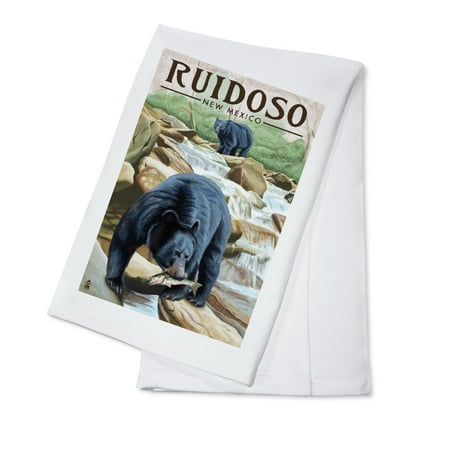 Ruidoso, New Mexico - Black Bears Fishing - Lantern Press Artwork (100% Cotton Kitchen