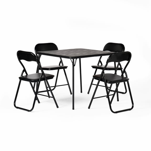 Homy Casa Foldable Patio Table and Chairs Set of 5 for Gardens, Balconies Party, Black