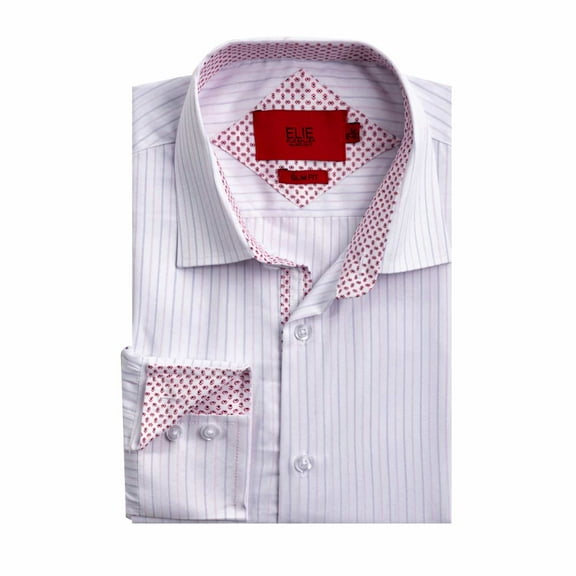 Elie Balleh Boy's White Slim Fit Striped Button-Down Shirt