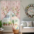 thumbnail image 3 of Easter Rabbit Swag Valance Curtains Vintage Spring Pink Floral Bunny Pink Plaid Rod Pocket Swag Curtains Small Window Treatments for Kitchen Bathroom Bedroom 28" W x 36" L, 2 Panels, 3 of 9