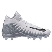 Nike Alpha Menace Varsity Mid BG Youth Cleats, White/Black/Wolf Grey, 3 M US