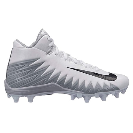 Nike Alpha Menace Varsity Mid BG Youth Cleats, White/Black/Wolf Grey, 3 M US