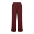 thumbnail image 5 of XFLWAM Women's Dress Pants Stretchy Work Business Slacks Pants High Waisted Wide Leg Side Slit Casual Trousers with Pockets Wine Red XL, 5 of 6