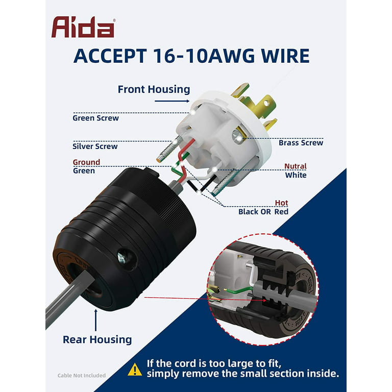 Nema L5-30R 30 Amp 125 Volt Connector 3 Wire Twist Lock Electrical Plug  Connector Industrial Grade DIY Twist Lock Cord Connector: : Tools  & Home Improvement