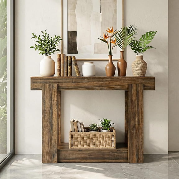 Finmind 41.34" Console Table with Storage Shelf, Farmhouse Narrow Sofa Table for Entryway, Hallway, Foyer