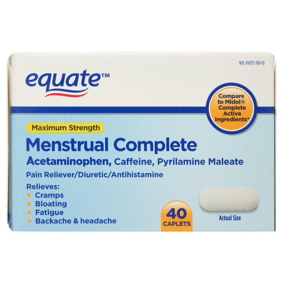 Equate Maximum Strength Menstrual Complete Caplets, 40 Count