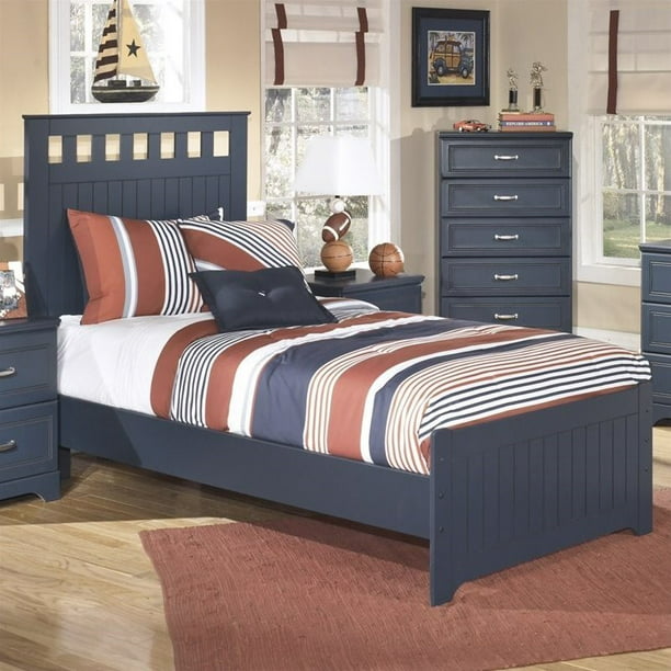 Ashley Leo Wood Twin Panel Bed In Blue, Ashley Furniture Leo Bunk Bed