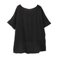 thumbnail image 4 of Endives Women's Summer Short Sleeve Solid Casual Loose Linen Top T-Shirts for Women, 4 of 6