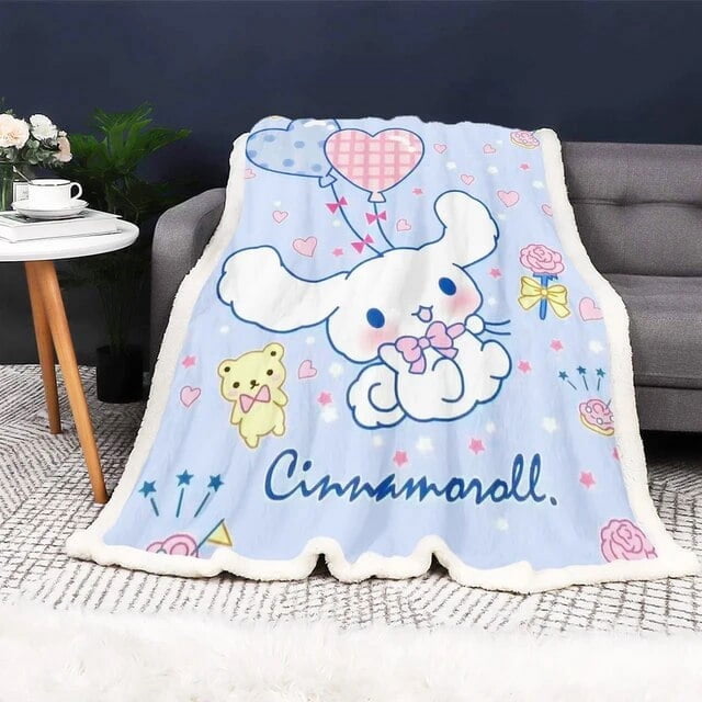 Cinnamoroll Custom Modern Reactive Printing Blanket And Throws Fluffy Winter Anime Plush Kawaii Furry Children Printed ZR