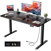 HLDIRECT 40" Electric Standing Desk with Outlets, Sit Stand up Desk, Adjustable Height Home Office Desk with 2 Preset Heights for Work Study, Black