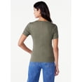 thumbnail image 4 of Free Assembly Women's Ribbed Crewneck Tee with Short Sleeves, Sizes XS-XXL, 4 of 8