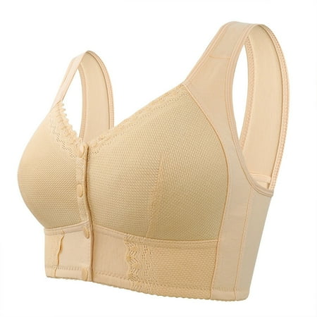 Yubnlvae Nursing Bra ( Beige 36-56 ) Moona Bra for Senior Front Closure Breathable Bra for Seniors Wirefree Bras for Older Women