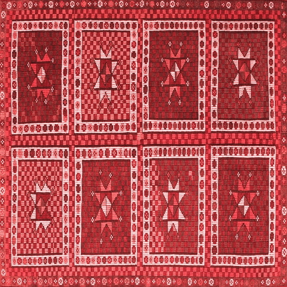Ahgly Company Indoor Square Abstract Red Contemporary Area Rugs, 8' Square