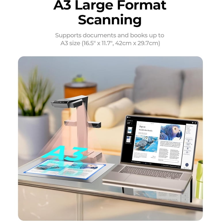 CZUR ET MAX Professional Book Scanner, 38MP Document Camera, Laser