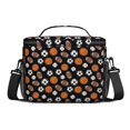 thumbnail image 3 of Football and Basketball Black Pattern Insulated Lunch Box for Women Men, Medium Leakproof Cooler Bag with Adjustable Strap, 10"x6.7"x8", 3 of 6