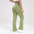 thumbnail image 5 of Resivox Women's High Waisted Cross Waist Yoga Pants - Fashionable Design with Flared Legs, Stretchy Fabric for Outdoor Sports & Casual Wear, Slim-Fit Light Green XL, 5 of 6