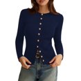 thumbnail image 1 of Suéter PRETTYGARDEN Cárdigan Otoño 2025 Azul Marino Talla L, 1 of 7
