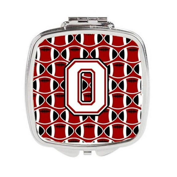 Letter O Football Cardinal & White Compact Mirror