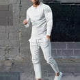 thumbnail image 2 of WREESH Men's New Casual Two Piece Set, Hooded Patchwork Solid Color Long Sleeve Henley Shirt, Sports Workout Set, 2 of 6