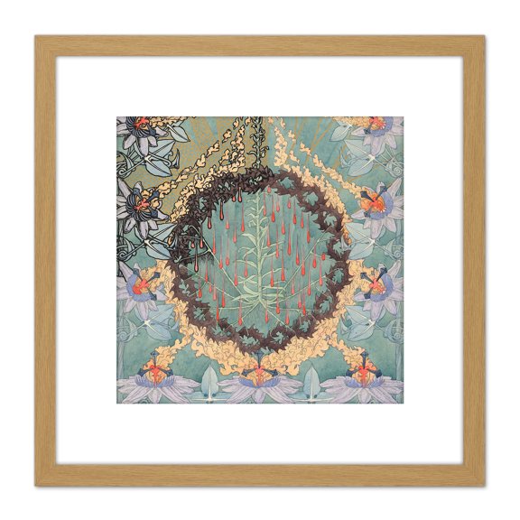 Schwabe Back Cover Gospel St Peter Illustration 8X8 Inch Square Wooden Framed Wall Art Print Picture with Mount