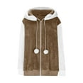 thumbnail image 4 of Black*Friday Chaoheng Fall Coats for Women 2025 Women's Solid Plush Hooded Coat with Drawstring Detail,Winter Warm Fuzzy Jacket, 4 of 7