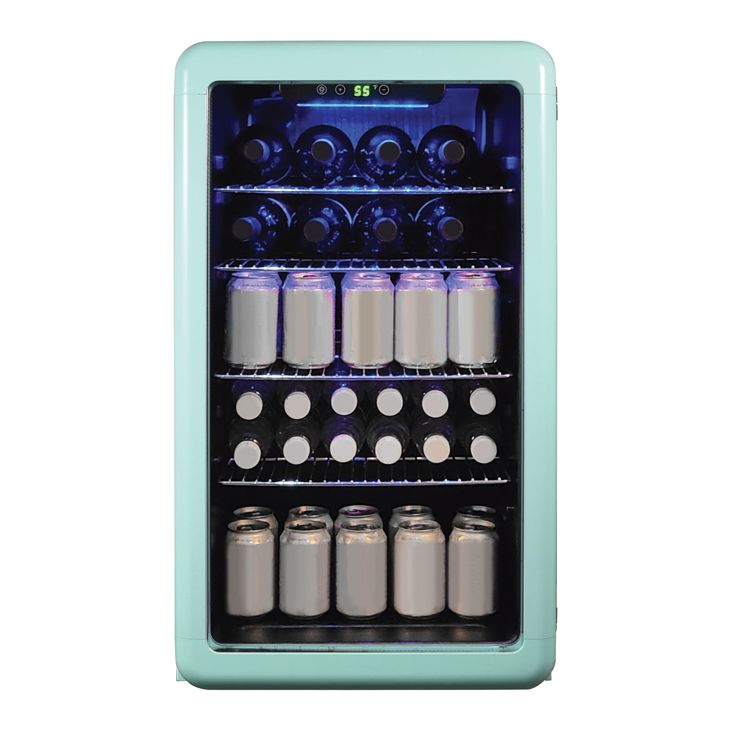 Magic Chef 0.7-cu. ft. 700-Watt Retro Countertop Microwave and 3.4-cu. ft. Retro Beverage Cooler Kit, Green
