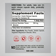 Raw Adrenal Glandular (Bovine) 350 mg | 90 Quick Release Capsules | Non-GMO, Gluten Free | By Piping Rock