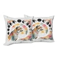 thumbnail image 2 of Ambesonne Leopard Throw Pillow Cover Pack of 2, Watercolor Art Poly Moon, 2 Pcs-16"x16", Coral Rose and Pale Teal, 2 of 5