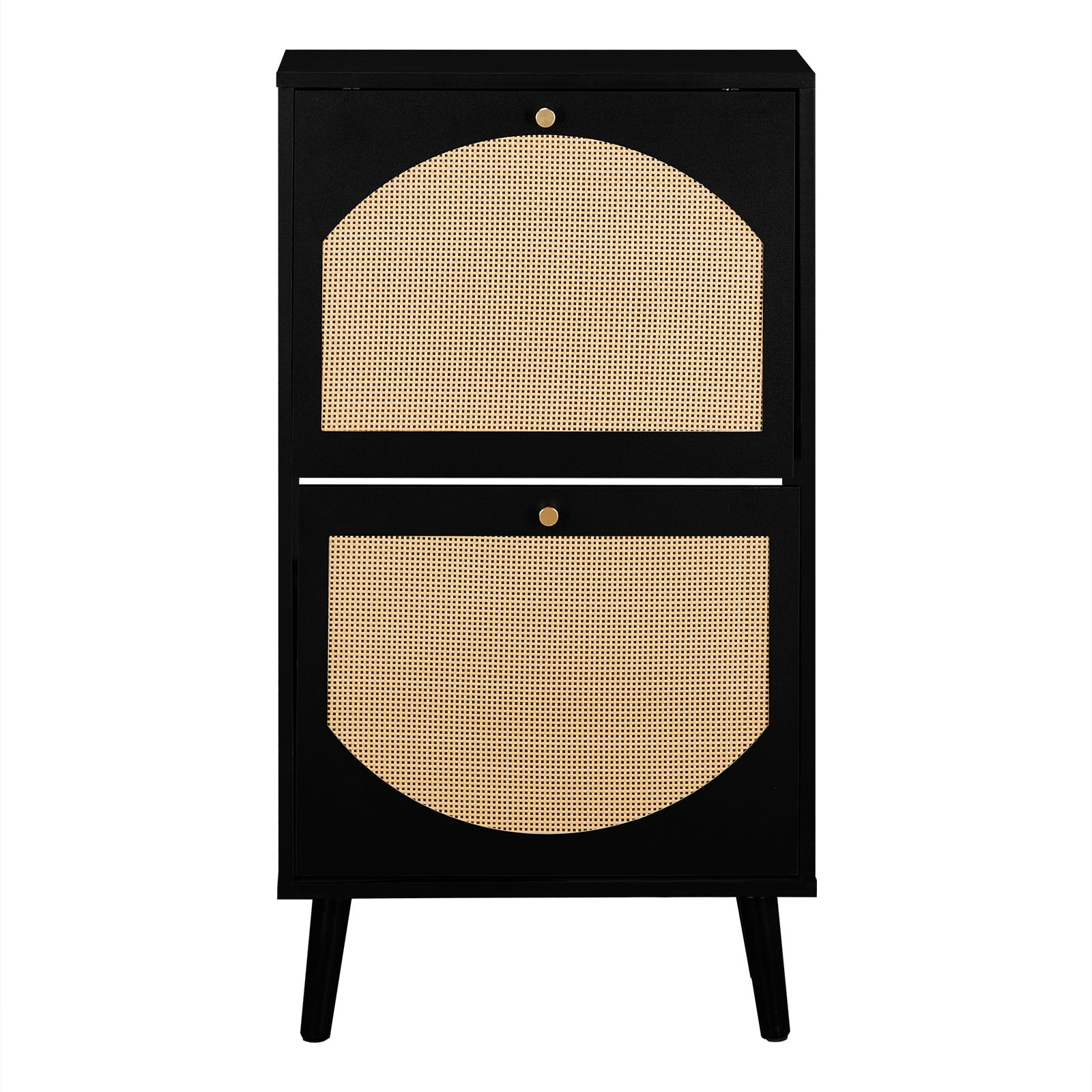 2-Door Flip-Down Shoe Cabinet, 6-8 Pair Space-Saving Organizer for Narrow Entryways