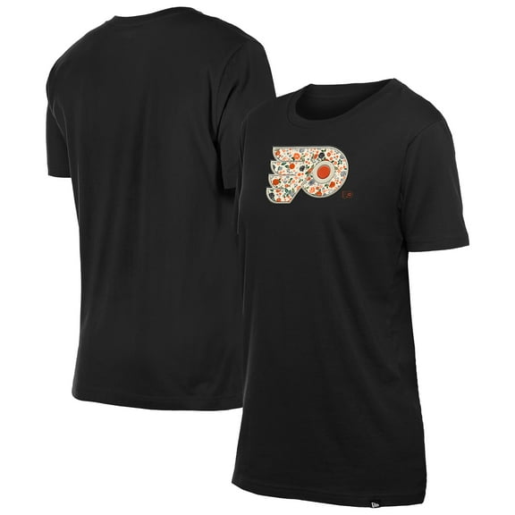 Women's-New Era Black Philadelphia Flyers Glam Game Floral T-Shirt