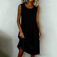 thumbnail image 7 of fheaev Women's Midi Dress Sleeveless Crew Neck Button Pocket Loose Casual Summer for Everyday Black XL, 7 of 7