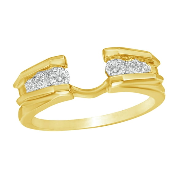 White Natural Diamond Tension-Style Solitaire Enhancer Ring in 14k Yellow Gold (3/8 Cttw)