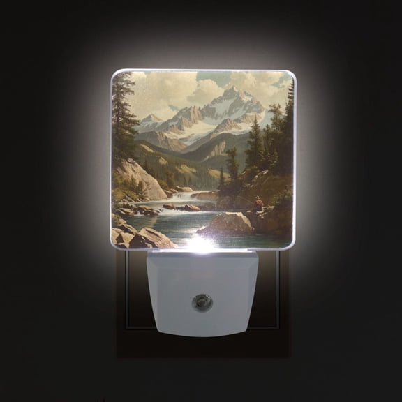 Yayeee LED Night Light for The Home Plug in With Light Sensors 2 Pack, Snow Mountains