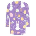 thumbnail image 4 of Cavosen Happy Easter Womens Tops 3/4 Sleeve Crew Neck Summer Cute Bunny Eggs Print Pullover Blouse Holiday Shirts Vacation Festival T Shirts Loose Dressy Fashion Going out Tees L, 4 of 5