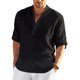 thumbnail image 1 of Blusa informal de algodón y lino para hombre, blusa holgada de manga larga, camisas elegantes para primavera y otoño, 2022, 1 of 5