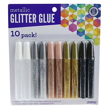 Horizon Group Metallic Glitter Glue, 10 Piece