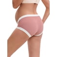 thumbnail image 3 of INSPIRE CHIC Women's Ice Silk Ribbed V-Shaped Low Rise Maternity Briefs Color Patchwork Pregnancy Panties 2 Packs M 1 Light Brown 1 Brown, 3 of 4