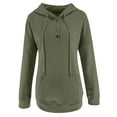 thumbnail image 5 of Povozer Womens 2024 Hoodies Button Collar Drawstring Hooded Pullover Sweatshirt Casual Long Sleeve Tops Shirts(Green,3XL), 5 of 5