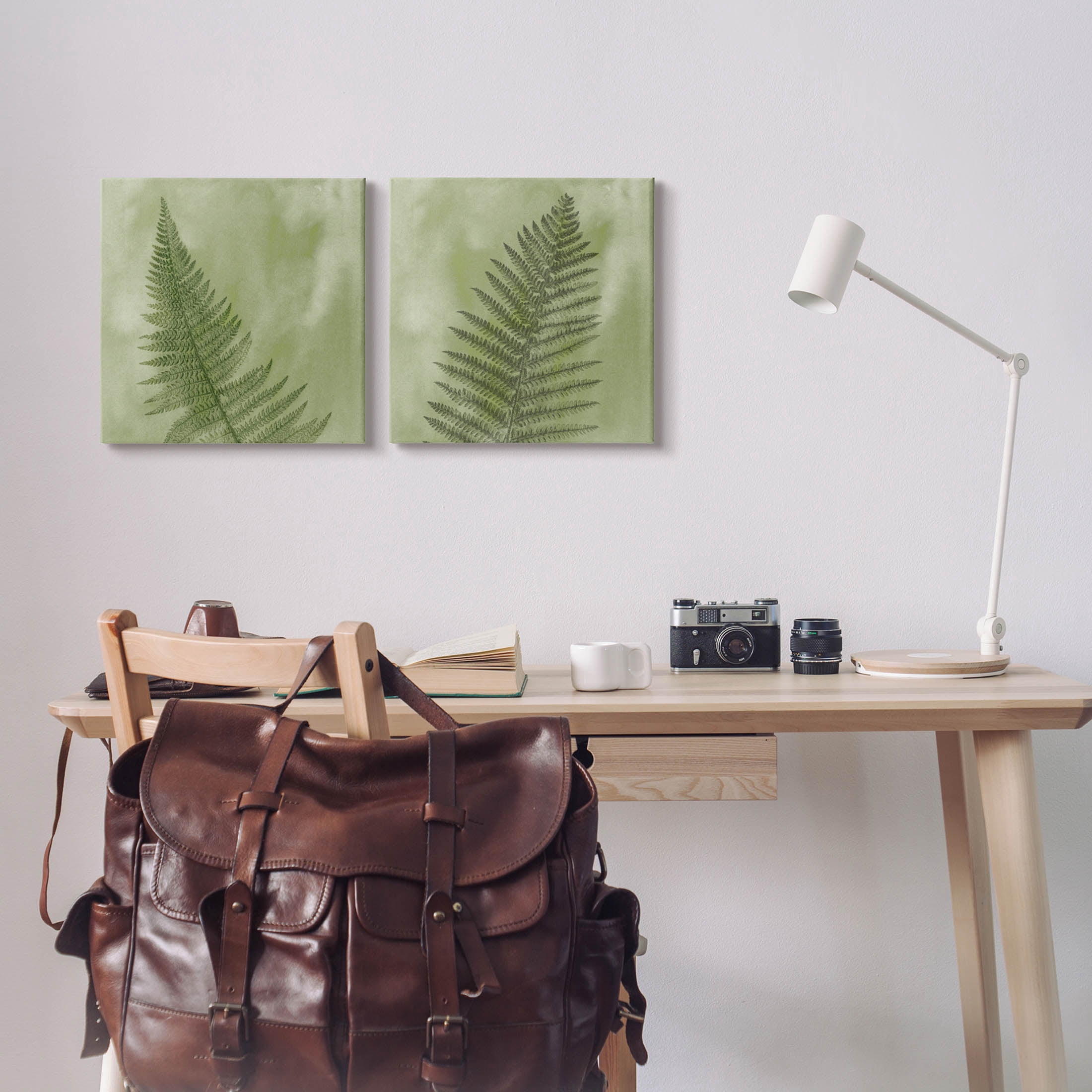 Fern Sprouts Forest Nature Leaves Botanical & Floral Graphic Art Gallery Wrapped Canvas Print Wall Art, Set of 2