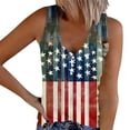 thumbnail image 2 of Xdegoge 4th of July Henley Tank Tops for Women Vintage USA Flag Graphic Print V Neck Sleeveless Button Up Ribbed Shirts Casual Patriotic Summer Vacation Tee Tops, 2 of 5