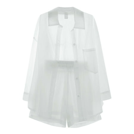 

Toddler Girls Casual Short Sleeve Sunscreen Fashion Solid Color Shirt Coat Top Shorts 2PCS Outfits Clothes Set Outwear Baby Fashion Dailywear Child Clothing