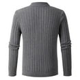 thumbnail image 2 of SWSMCLT Men's Quarter Zip Thermal Fitted Long Sleeve Sweater Cable Knit Mock Neck Fall Top Soft Fashion Slim Fit Pullover Sweaters Grey 40, 2 of 5
