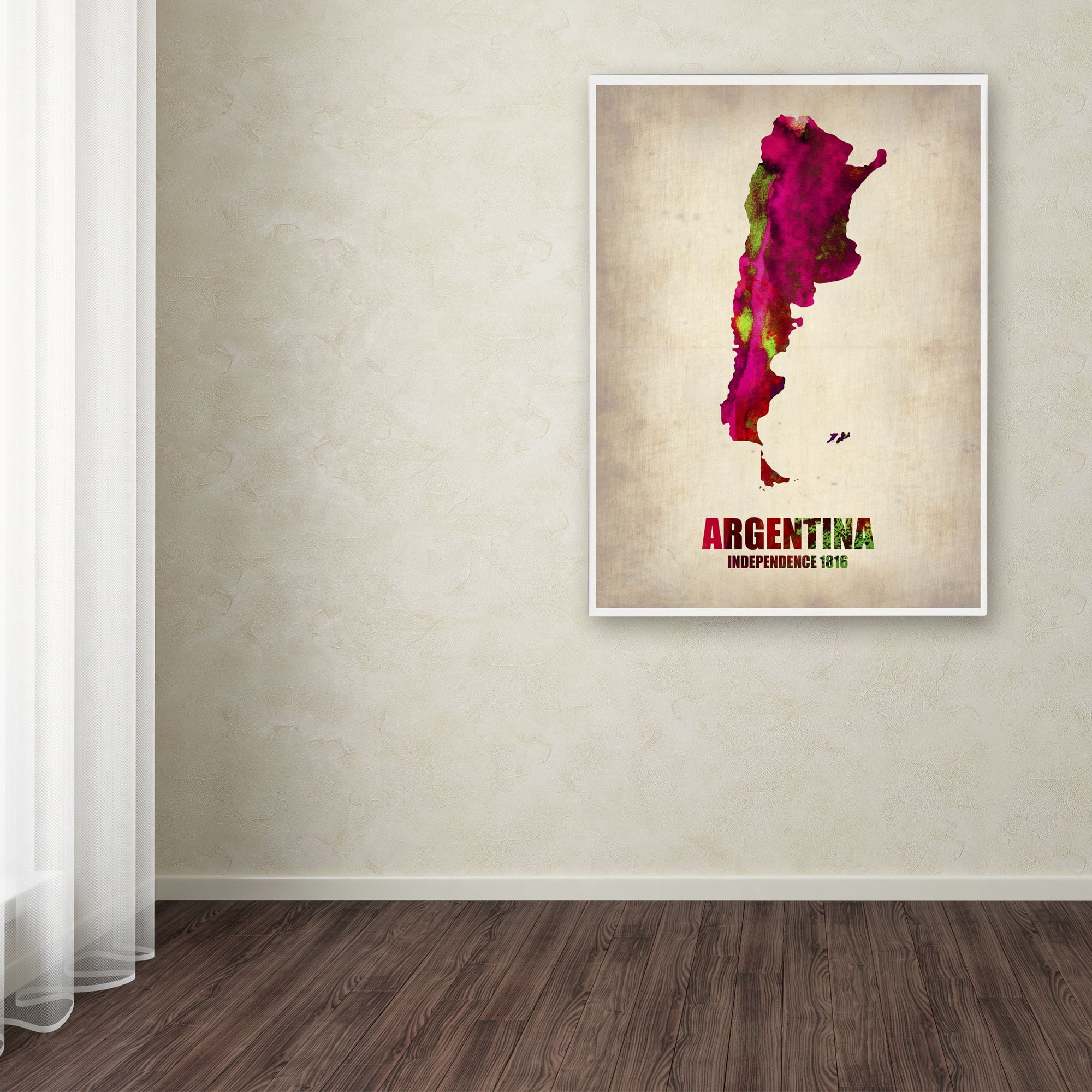 Trademark Fine Art "Argentina Watercolor Map" Canvas Art by Naxart