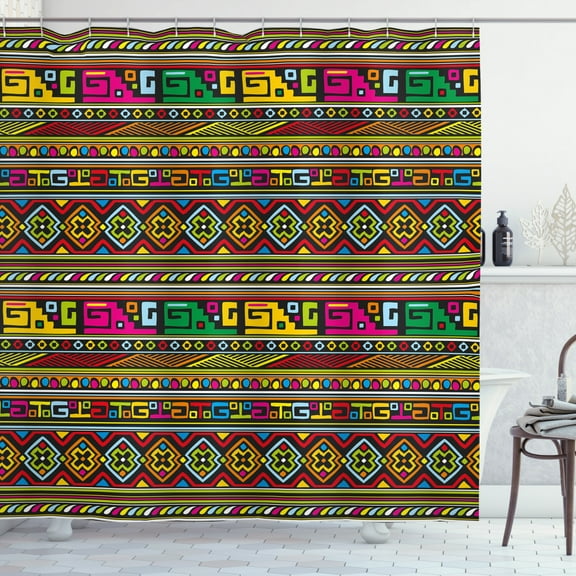 Ambesonne Colorful Shower Curtain, Geometric Modern Tones, 69"Wx70"L, Multicolor