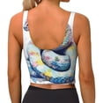 thumbnail image 4 of Goofa Watercolor Snake Printed Sports Bras for Women, High Impact Running Bra Workout Crop Tank Tops Longline Sports Bra Push up-X-Large, 4 of 9