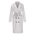 thumbnail image 5 of Yigetop Womens Trench Coat Womens Long Trench Coat Oversized Double Breasted Lapel Overcoat Outerwear with Belt 2025 Fall Fashion Clothes Womens Winter Coats Clearance White M, 5 of 6